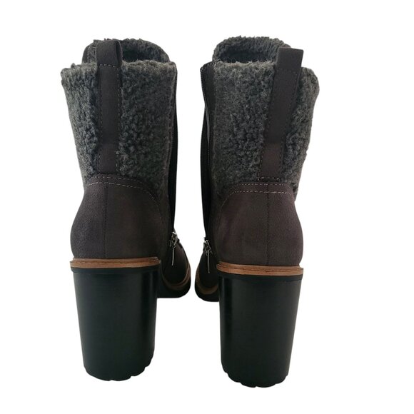 NINE WEST | Fall Fur Heel Dark Grey Cozy Boots - Picture 4 of 12